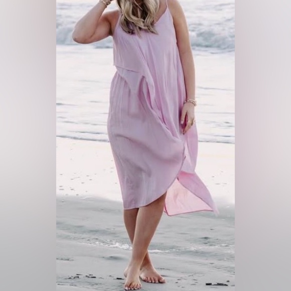 Free People Womens M Lavender Midi Dress Boho Fall Cottagecore Coastal Fairy